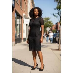 Black Lace Short Sleeve Dress